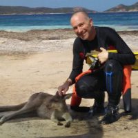 Greg Rouse and wallaby