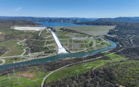 A drone panoramic view of Oroville Dam